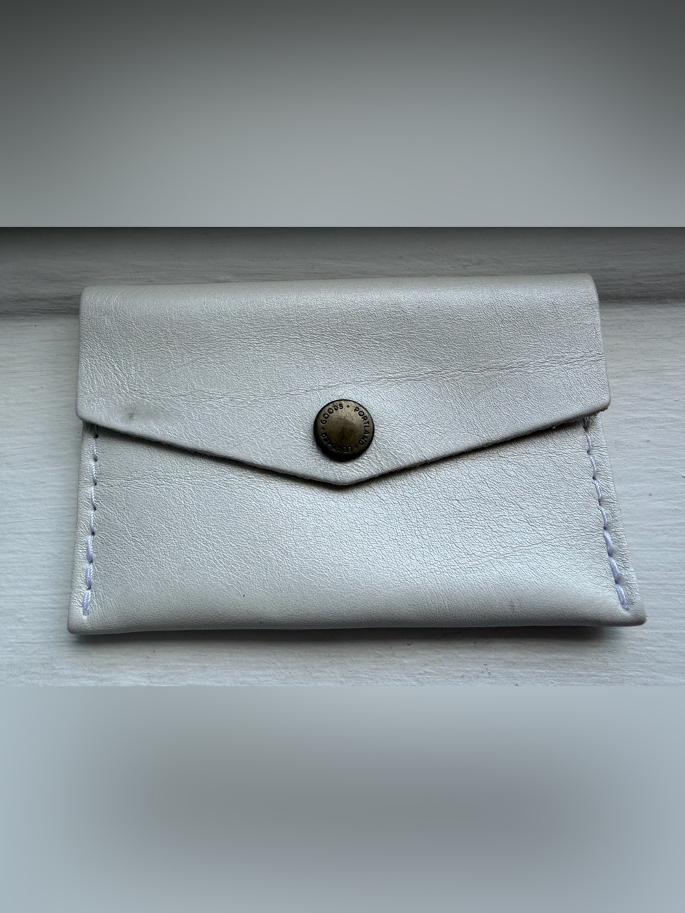 Portland Leather Goods Mini Envelope Wallet in Pearl ⚪️ GUC